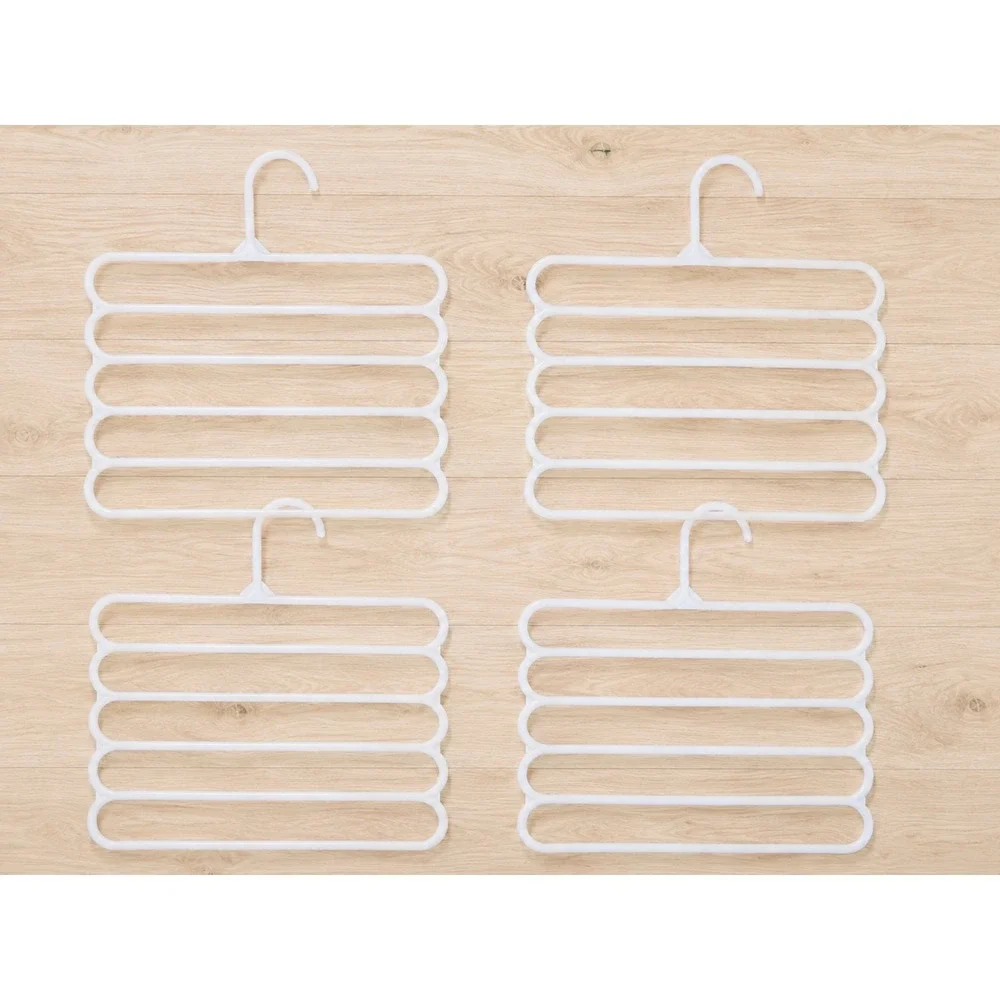 Closet Organizer Hanger Set of 4 White Space Saving Multi Layer Pants - Picture 3 of 3